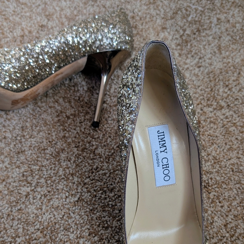 Jimmy Choo Romy Glitter Heels - Picture 13 of 16